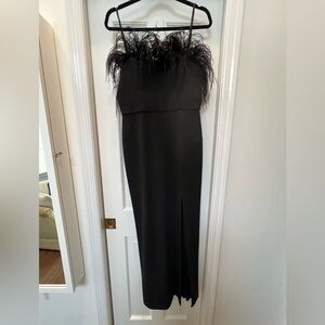 Black Ostrich Feather dress - Aqua Formal - Size 10
